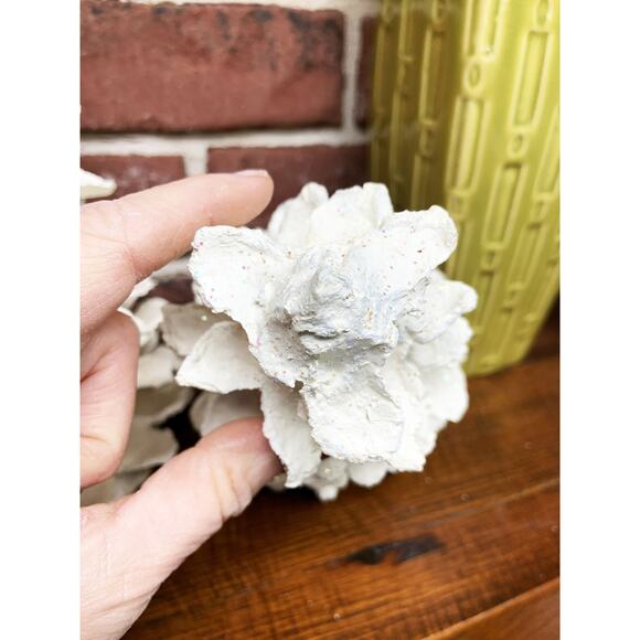 MCM 1960s Pair of Paper Mache White Glitter Christmas Trees - Picture 9 of 11